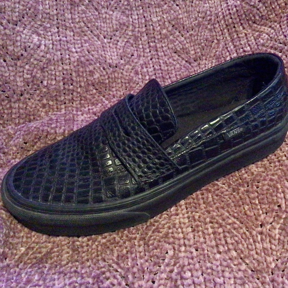 Vans Black Alligator Croc Print Loafer Sneaker Women’s Size 8